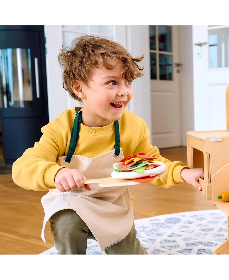 Haba Pizza Play Food Set for Kids Play Kitchen - Felt Toy Food Pizza with Toppings and Wooden Kids Kitchen Accessories for Ages 3+