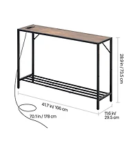 Sugift 41.7 in Narrow Console Table with Power Outlets and Usb Ports, 2-Tier Behind Couch Entryway Table with Charging Station