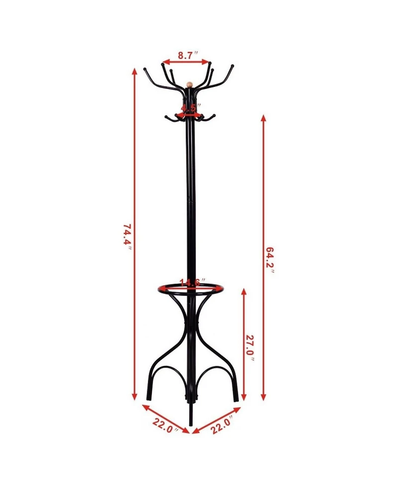 Gouun Metal Frame Freestanding Metal Coat Rack with Multiple Hooks