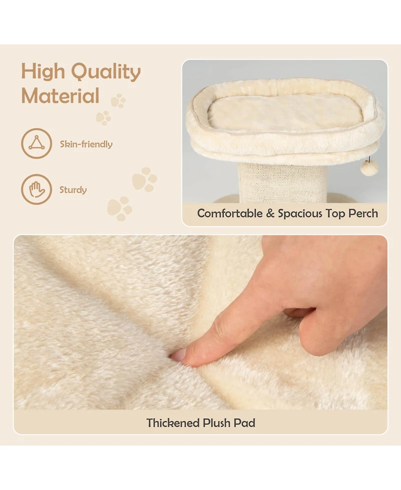 Cozito Cat Tower Modern with Plush Perch and Sisal Scratch Plate