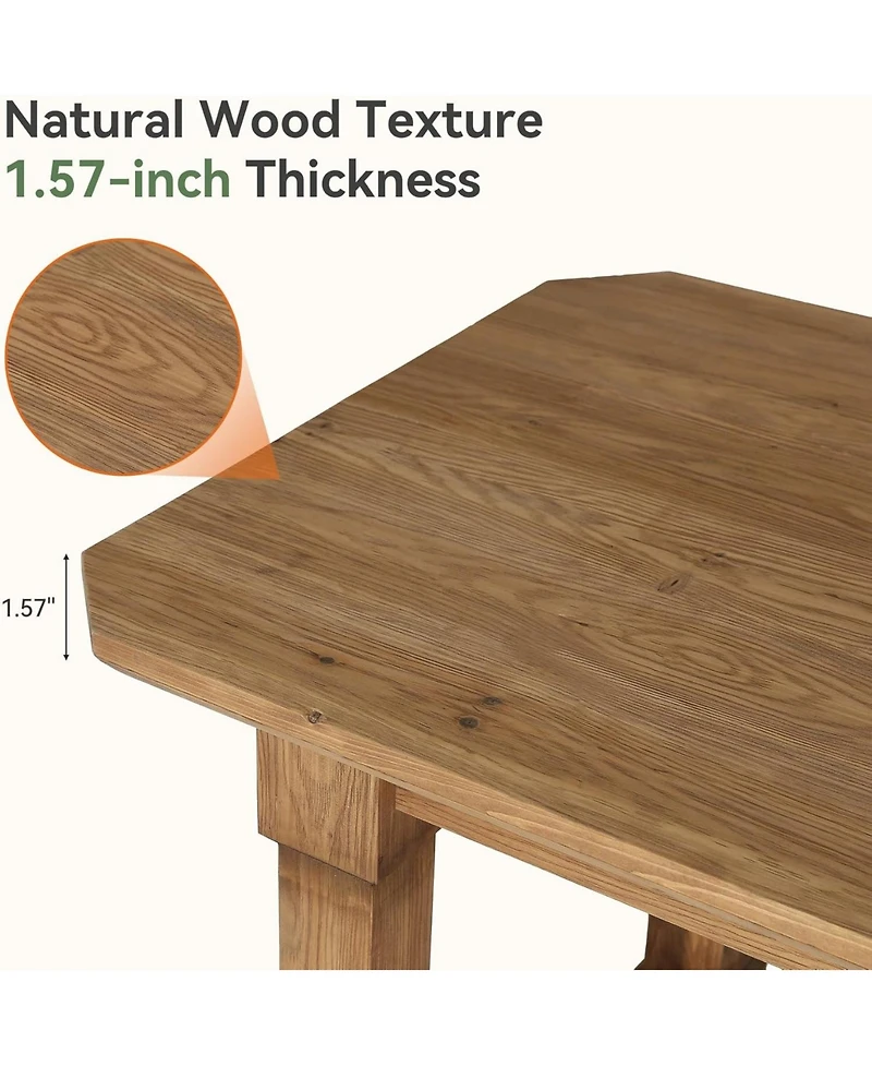 Tribesigns 63" Solid Wood Dining Table, Rectangular Kitchen Table with Sturdy Legs, Rustic Wooden Dinner Tables