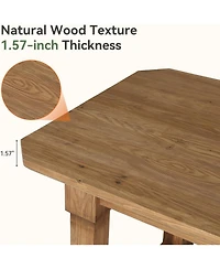 Tribesigns 63" Solid Wood Dining Table, Rectangular Kitchen Table with Sturdy Legs, Rustic Wooden Dinner Tables