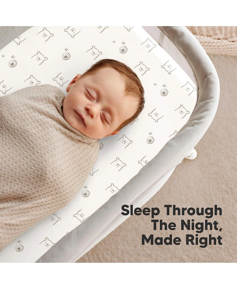 KeaBabies Bassinet Sheet for Boys, Girls, 2-Pack Soothe Bassinet Sheets for Baby Delight Dreamer Bedside Sleeper, Rectangle 32x21