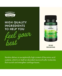 Swanson Keratin From Tibetan Wool, Healthy Joints, Hair, Skin and Nails, Nourishes Connective Tissues, Natural Supplement, 50 mg, 60 Capsules