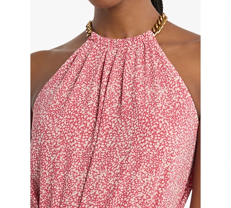 Michael Kors Women's Chain Belt Halter Neck Midi Dress