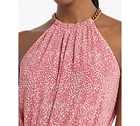 Michael Kors Women's Chain Belt Halter Neck Midi Dress