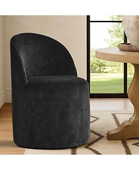 Maison Boucle Set of 2 Rolling Chenille Barrel Dining Chairs with Casters