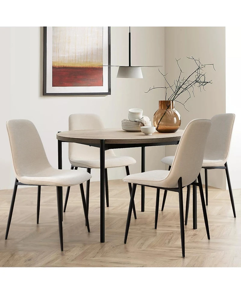 Maison Boucle 19.5" Seat Height Chenille Dining Side Chairs Set of 2, Metal Legs