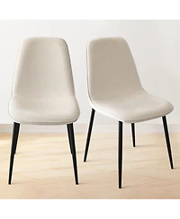 Maison Boucle 19.5" Seat Height Chenille Dining Side Chairs Set of 2, Metal Legs