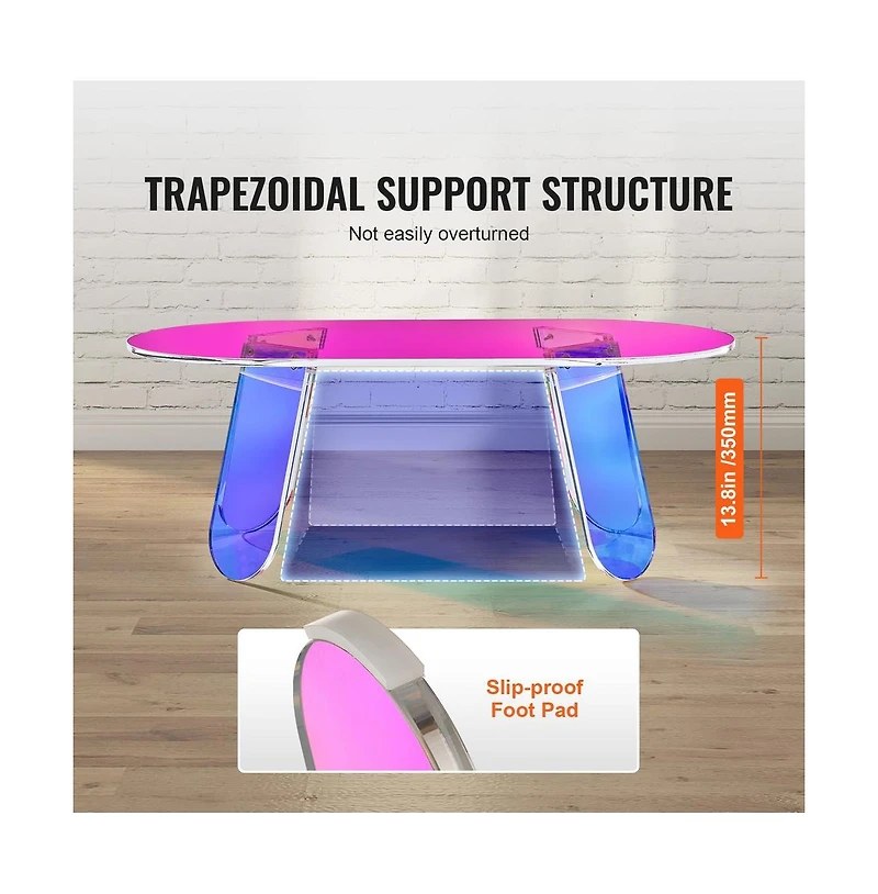 Sugift Iridescent Acrylic Coffee Table, Thick Panel