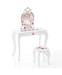 Gouun Wood Children Makeup Vanity Table with Removable Mirror