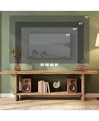 Tribesigns Solid Wood Tv Stand for 55/75/85-Inch Tv, Farmhouse Entertainment Center with Storage Shelf, Media Console Wooden Entertainment Stand