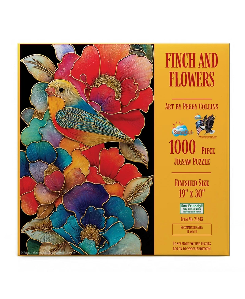 SunsOut Finch and Flowers 1000 Piece Jigsaw Puzzle for Adults
