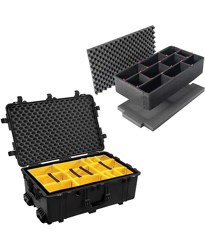 Pelican 1650 Watertight Wheeled Hard Case with Divider Set, Bundle with Foam Insert