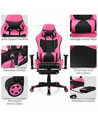 Gouun Metal Frame Ergonomic Gaming Chair with Massage Lumbar Pillow and Footrest