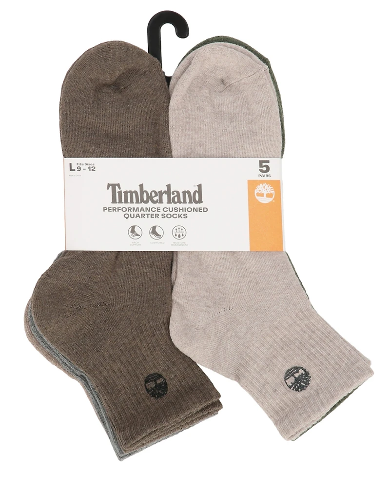 Timberland Men's 5-Pack Rivington Quarter Socks
