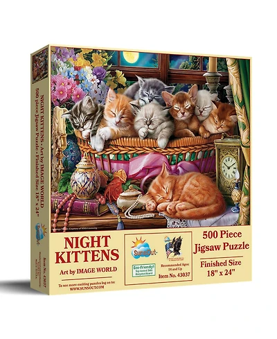 SunsOut Night Kittens 500 piece Jigsaw Puzzle for Adults
