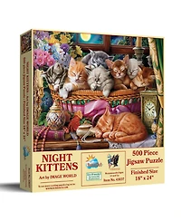 SunsOut Night Kittens 500 piece Jigsaw Puzzle for Adults