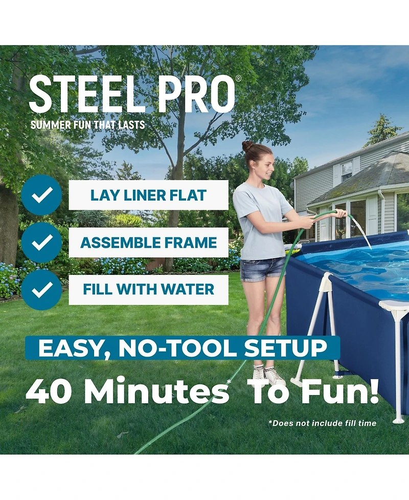 Bestway Steel Pro 9.8' x 6.6' x 26" Metal Frame Above Ground Pool w/ Filter Pump