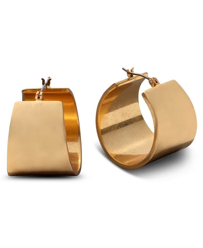 Donna Karan Gold-Tone Flat Taper Hoop Earrings