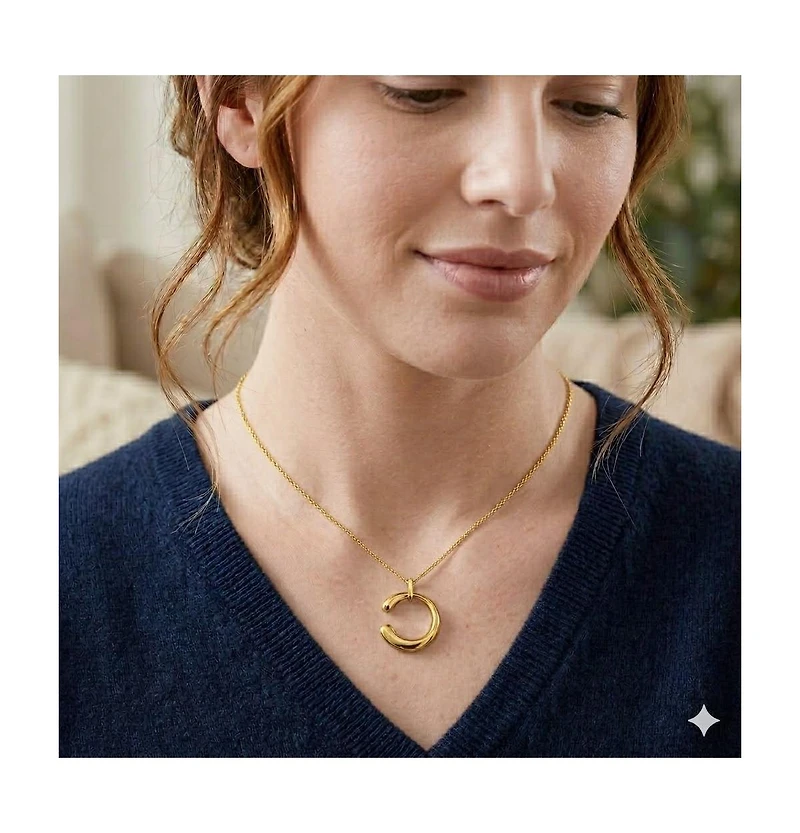 Simona Polished Puffed 'C' Design Necklace