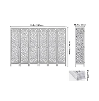 Sugift 6-Panel Carved Wood Folding Room Divider, 66.9 in Tall Indoor Privacy Screen