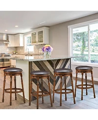 Costway Set of 4 Swivel Bar Stool Leather Padded Dining Kitchen Pub Chair Backless