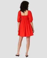 French Connection Women's Puff-Sleeve Sweetheart Neck Mini Dress