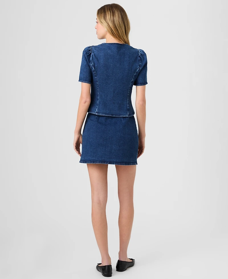 French Connection Women's Delancey Denim Button Front Top