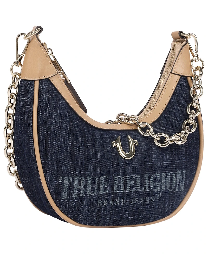 True Religion Bailey Denim and Pu Hobo Bag