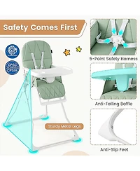 Gouun Baby Compact Foldable High Chair with Removable Waterproof Cushion