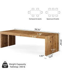 Tribesigns 78.7-Inch Solid Wood Dining Table, Farmhouse Kitchen Table for 6-8 People