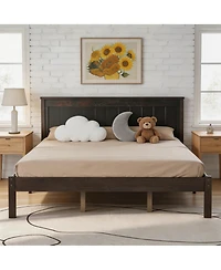 Sailvan Full Wood Platform Bed Frame with Headboard and Slat Support