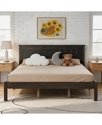 Sailvan Full Wood Platform Bed Frame With Headboard Slat Support No Box Spring Needed