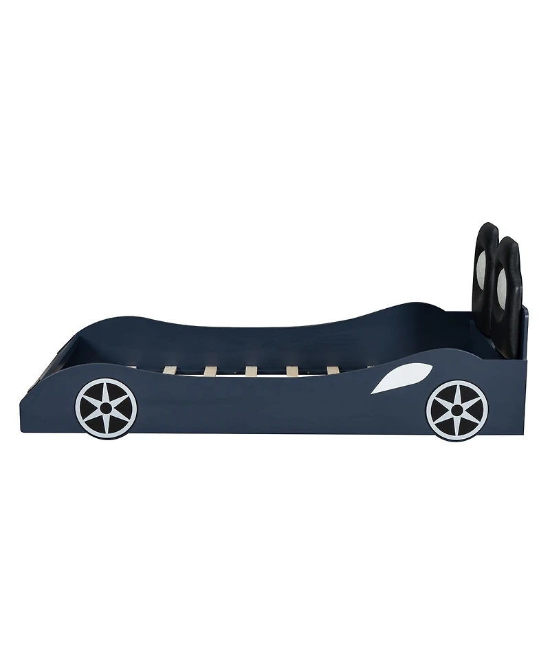 Sailvan Twin Race Car Bed Frame with Under-Bed Led Lighting and Upholstered Backrest