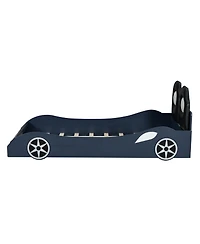 Sailvan Twin Race Car Bed Frame with Under-Bed Led Lighting and Upholstered Backrest