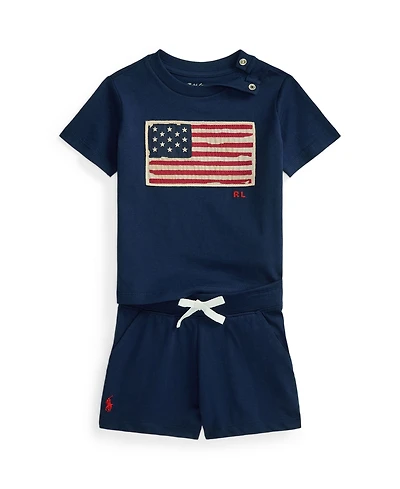 Ralph Lauren Baby Boys' Flag Jersey T-Shirt and Shorts, 2-Piece Set