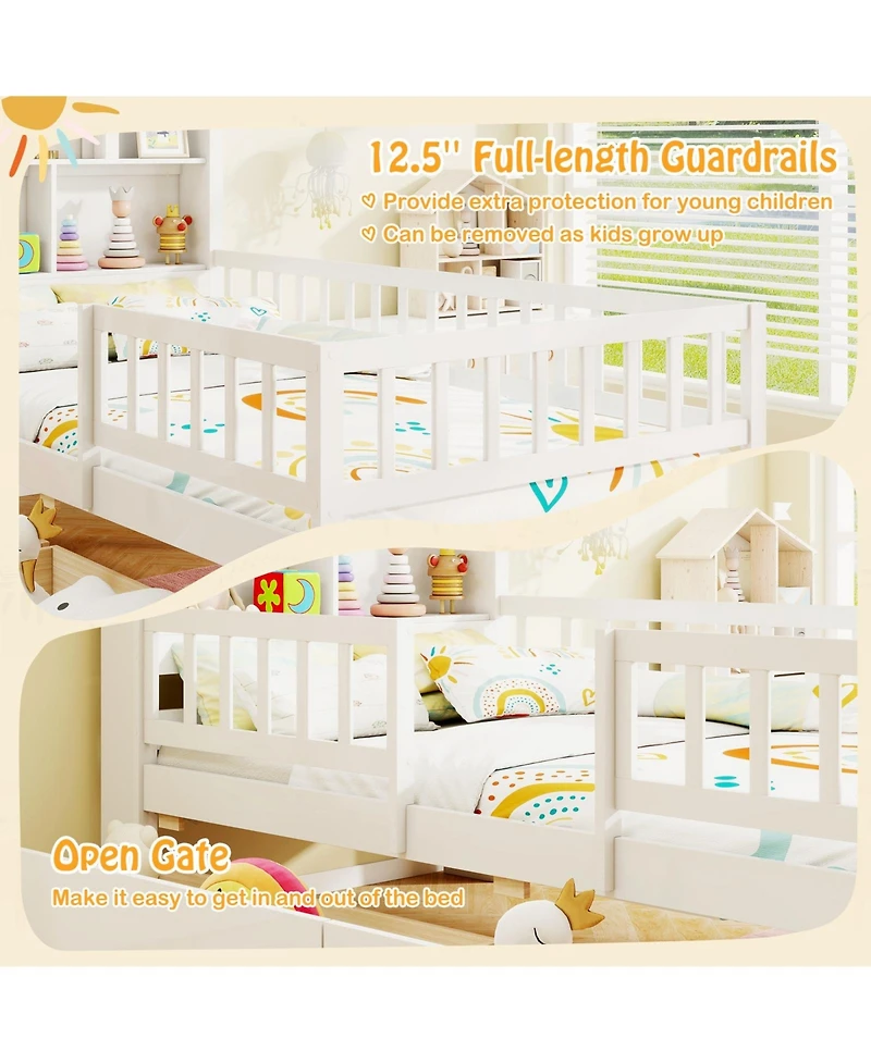 Slickblue Kids Montessori House Bed with Storage Headboard