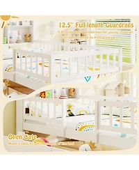 Slickblue Kids Montessori House Bed with Storage Headboard