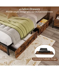 Slickblue Led Platform Bed Frame with 4 Drawers and Charging Station