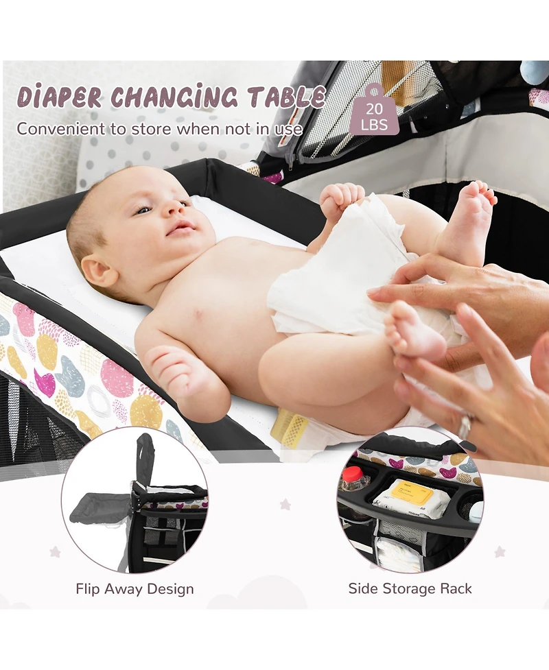 Gouun Baby 4-in-1 Portable Pack and Play Nursery Center with Bassinet and Changing Station