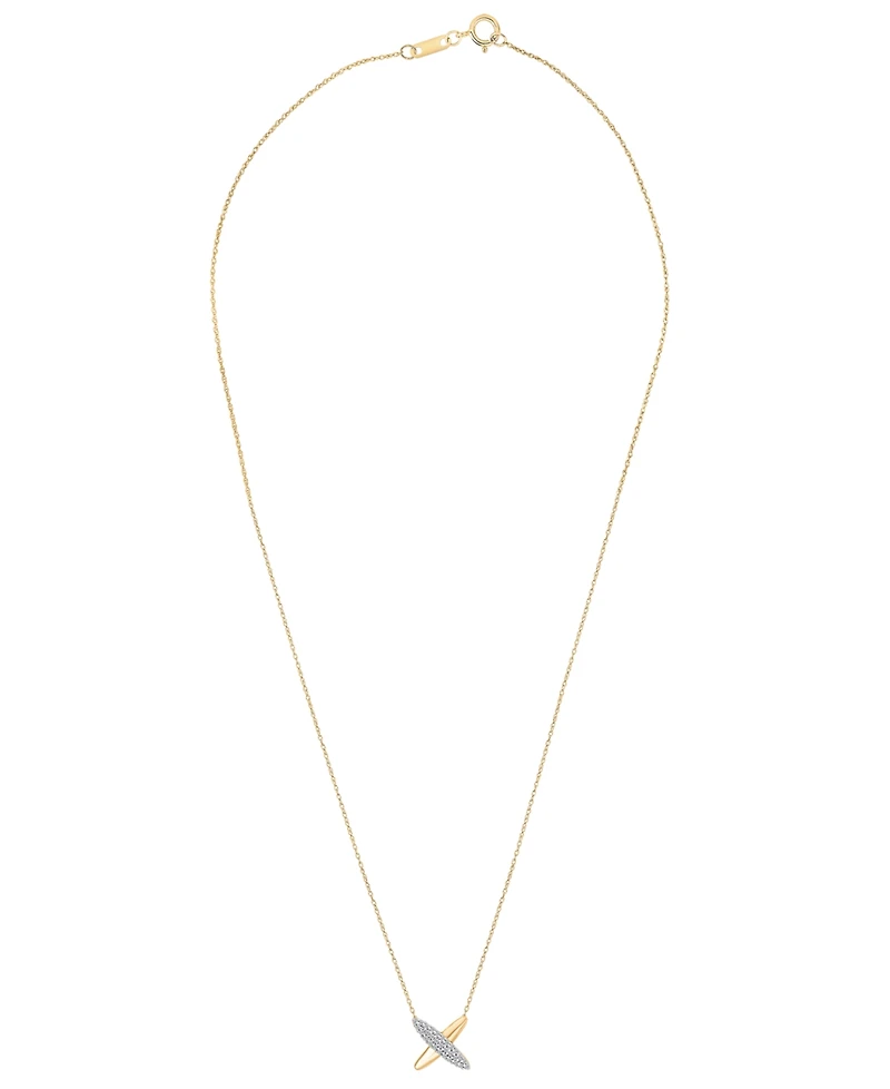 Wrapped Diamond X Shape Necklace (1/10 ct. t.w.) in 10k Yellow Gold