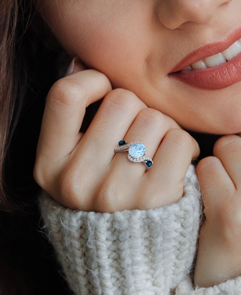 Macy's Sky Blue Topaz (2-1/2 ct. t.w.), London (1/2 t.w.) & White (5/8 Ring Sterling Silver (Also Available Citri