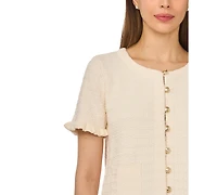 CeCe Women's Crewneck Short-Sleeve Cardigan Sweater