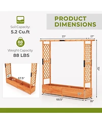 Gouun 77-Inch Raised Garden Bed with Arch Trellis and Hanging Roof