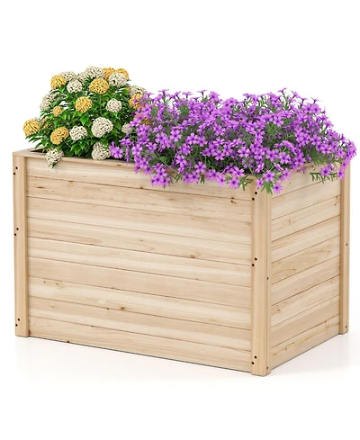 Gouun Elevated Fir Wood Planter Box with Open-Ended Base