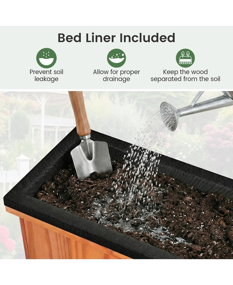 Gouun Pine Wood Planter Box with Drainage Holes and Liner