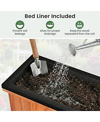 Gouun Pine Wood Planter Box with Drainage Holes and Liner