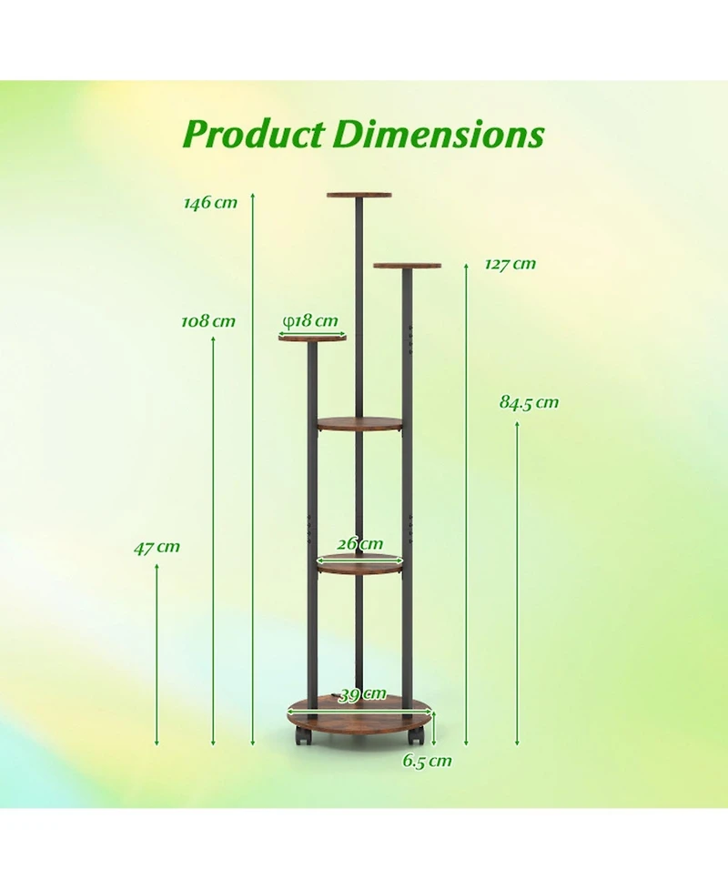 Gouun 6-Tier Plant Stand with Rgb Grow Light and Wheels