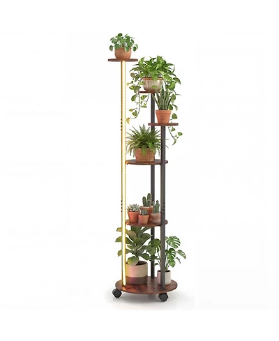Gouun 6-Tier Plant Stand with Rgb Grow Light and Wheels